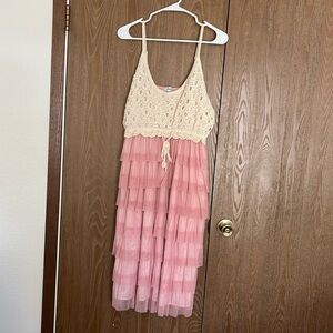 Pink and Cream Layered Dress